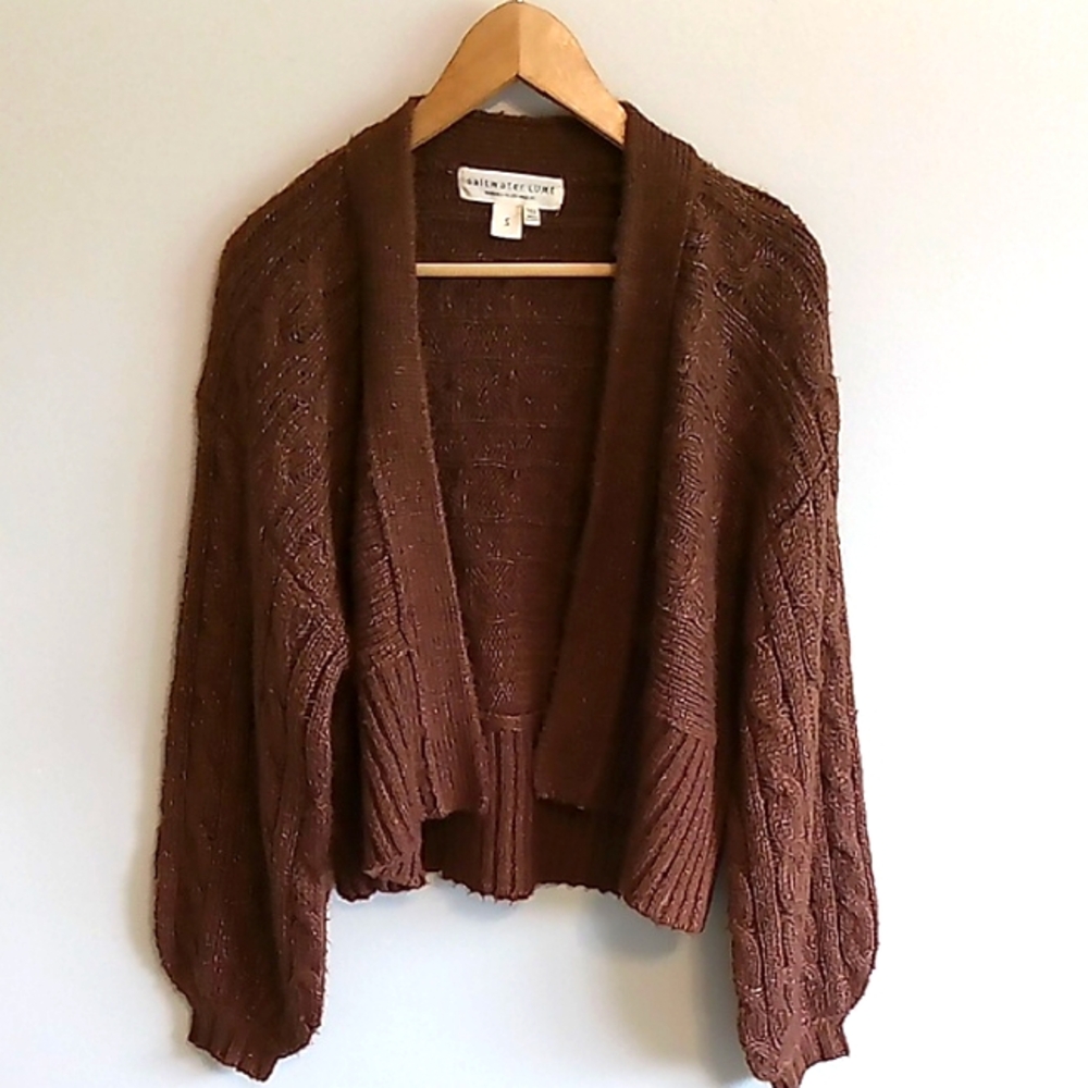 Saltwater LUXE Open Front Cable Knit Speckle Cardigan Size Small